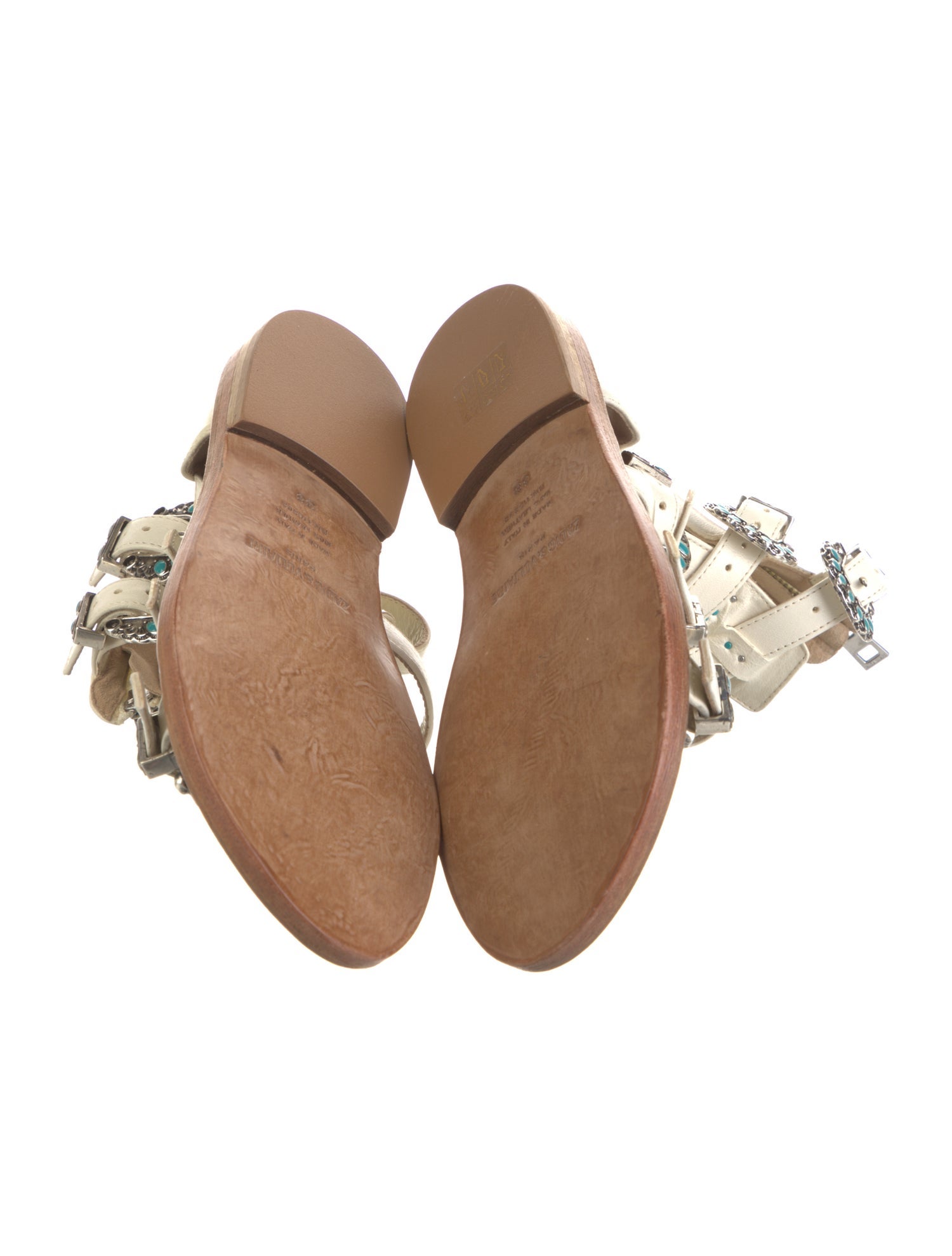 Zadig & Voltaire Leather Floral Print Gladiator Sandals